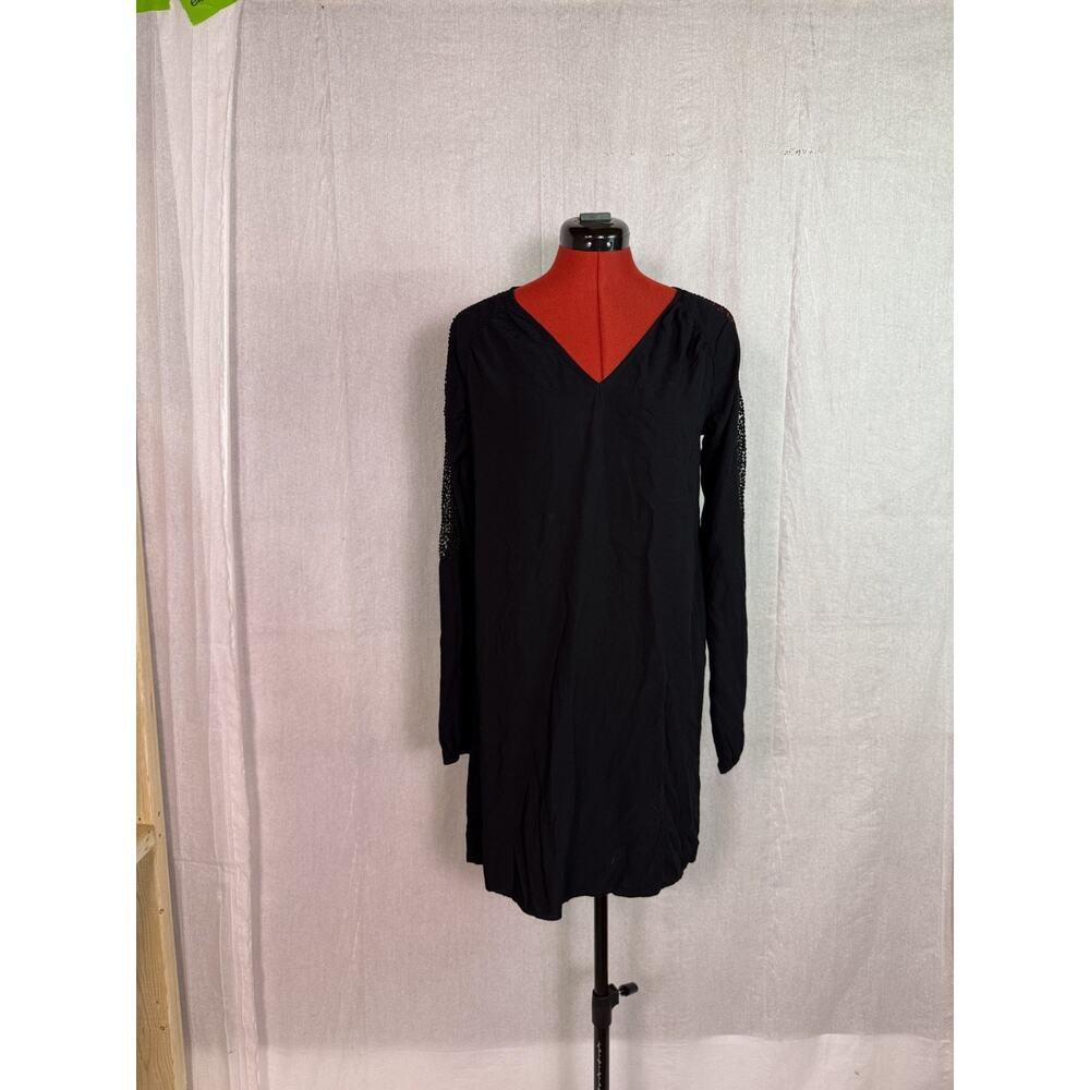 Old Navy Dress Womens Black Size XS Midi Lace Sleeve D754